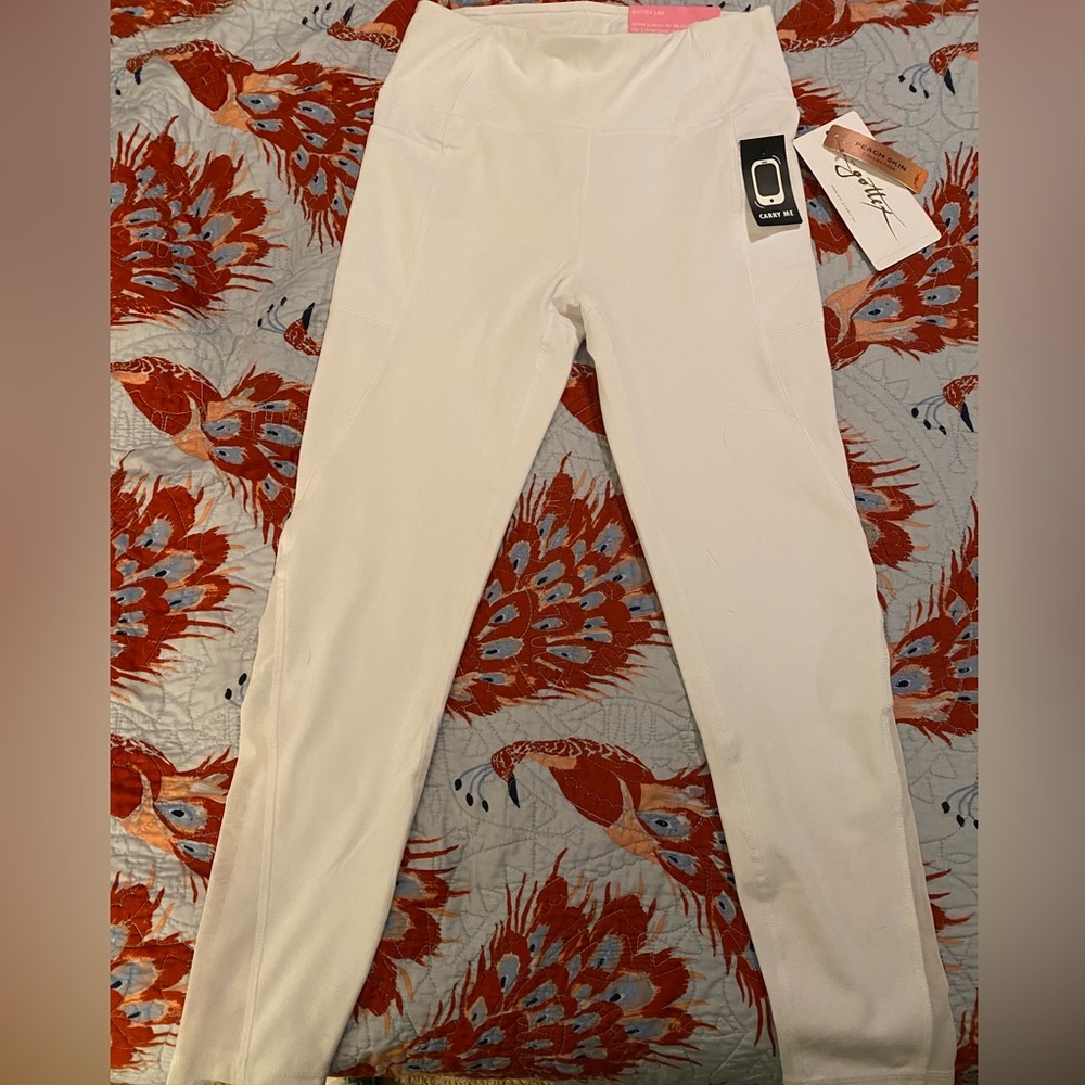 White athletic leggings